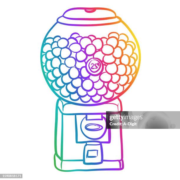 bubble gum dispenser sketch rainbow - vending machine stock illustrations