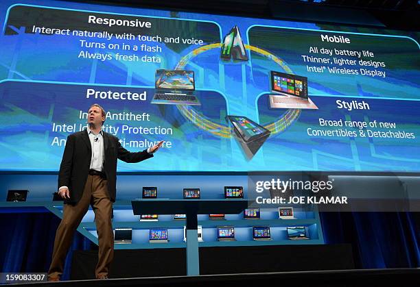 Kirk Skaugen, Intel Vice President and General Manager of the PC Client Group, announces new developments at the 2013 International Consumer...