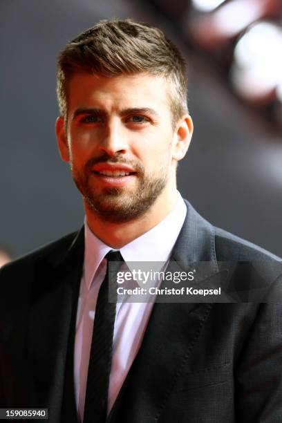 Gerard Pique of Barcelona poses during the red carpet arrivals for the FIFA Ballon d’Or Gala 2012 on January 7, 2013 at Congress House in Zurich,...
