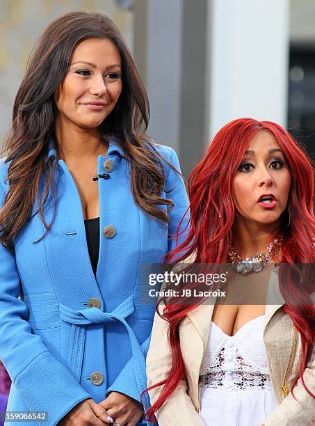 Jenni 'JWoww' Farley and Nicole 'Snooki' Polizzi are seen at The Grove on January 7, 2013 in Los Angeles, California.