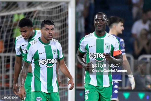 Cristian Zapata of Atletico Nacional celebrates after scoring the team's first goal during a Copa CONMEBOL Libertadores 2023 round of sixteen first...