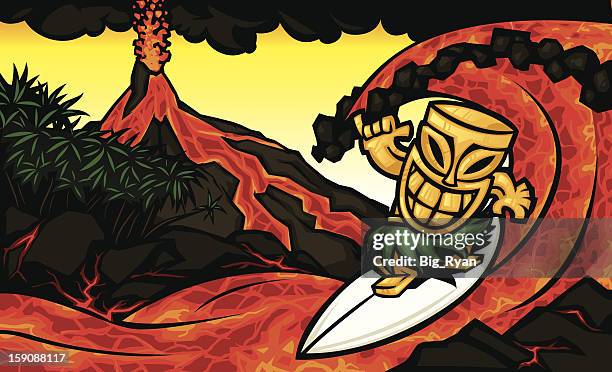 hot lava surf - tiki stock-grafiken, -clipart, -cartoons und -symbole