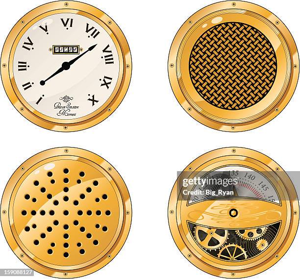 stockillustraties, clipart, cartoons en iconen met steampunk dials - edwardiaanse stijl