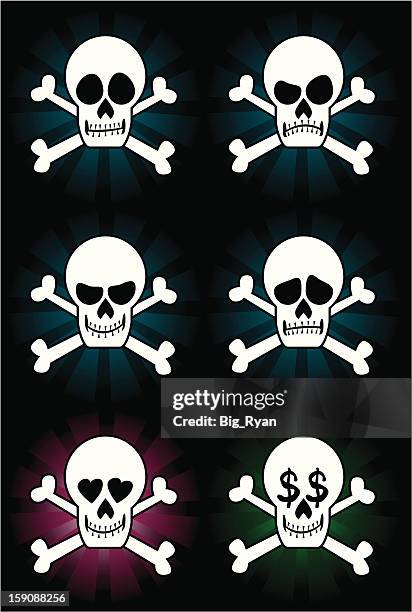 jolly rogers - cartoon skull stock illustrations