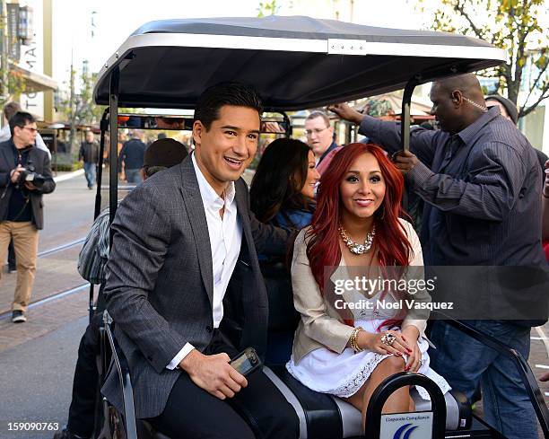 Mario Lopez and Nicole 'Snooki' Polizzi are sighted at The Grove on January 7, 2013 in Los Angeles, California.