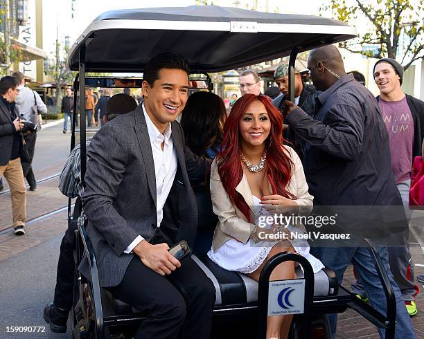 Mario Lopez and Nicole 'Snooki' Polizzi are sighted at The Grove on January 7, 2013 in Los Angeles, California.