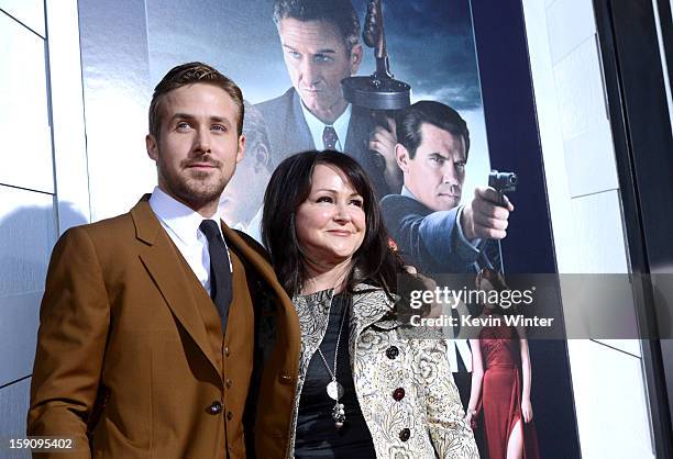 Actor Ryan Gosling and Donna Gosling arrive at Warner Bros. Pictures' "Gangster Squad" premiere at Grauman's Chinese Theatre on January 7, 2013 in...