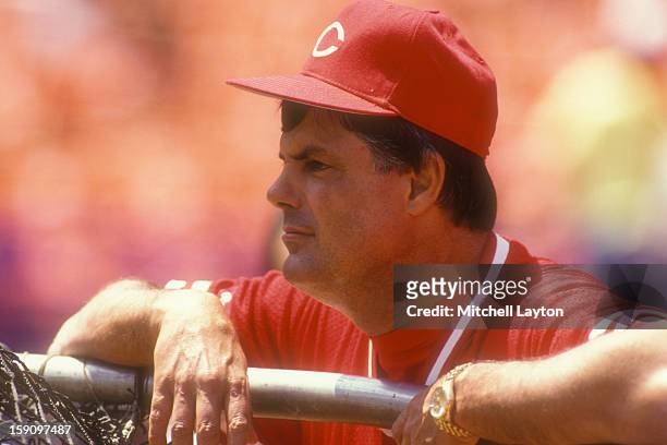 Manager Loe Piniella of the Cincinnati Reds looks on before a baseball game against the New York Mets on June 30, 1990 at Shea Stadium in New York,...
