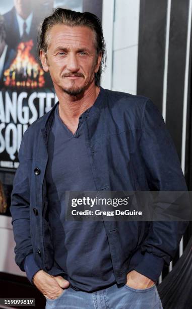 Actor Sean Penn arrives at the Los Angeles premiere of "Gangster Squad" at Grauman's Chinese Theatre on January 7, 2013 in Hollywood, California.