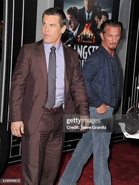 Josh Brolin and Sean Penn arrives at the "Gangster Squad" - Los Angeles Premiere at Grauman's Chinese Theatre on January 7, 2013 in Hollywood,...