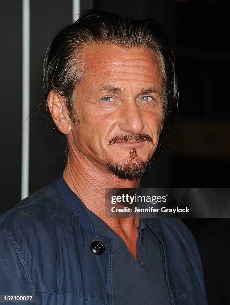 Actor Sean Penn attends the "Gangster Squad" Los Angeles premiere held at Grauman's Chinese Theatre on January 7, 2013 in Hollywood, California.