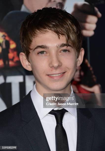 Actor Austin Abrams arrives at Warner Bros. Pictures' 'Gangster Squad' premiere at Grauman's Chinese Theatre on January 7, 2013 in Hollywood,...