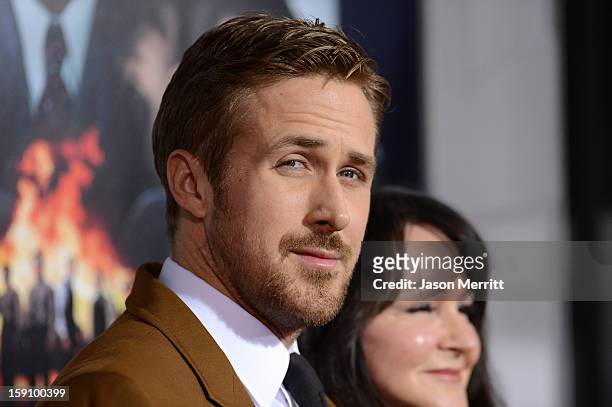Actor Ryan Gosling and Donna Gosling arrive at Warner Bros. Pictures' 'Gangster Squad' premiere at Grauman's Chinese Theatre on January 7, 2013 in...