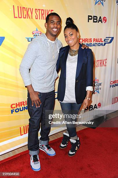Star Chris Paul and wife Jada Crawley arrive at the 5th annual Chris Paul PBA All-Stars Invitational hosted by LA Clippers star guard Chris Paul at...