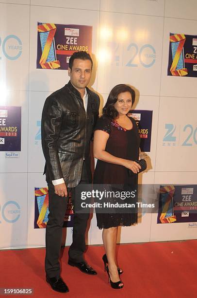 Indian television actors Rohit Roy with his wife Manasi Joshi Roy attending Zee Cine Awards 2013 at Yash Raj Studio on January 6, 2013 in Mumbai,...