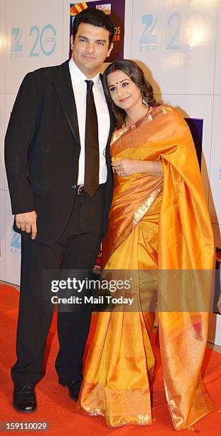 Bollywood actress Vidya Balan and her husband Siddharth Roy Kapur, CEO, UTV Motion Pictures at the Zee Cine Awards 2013, held in Mumbai on January 6,...