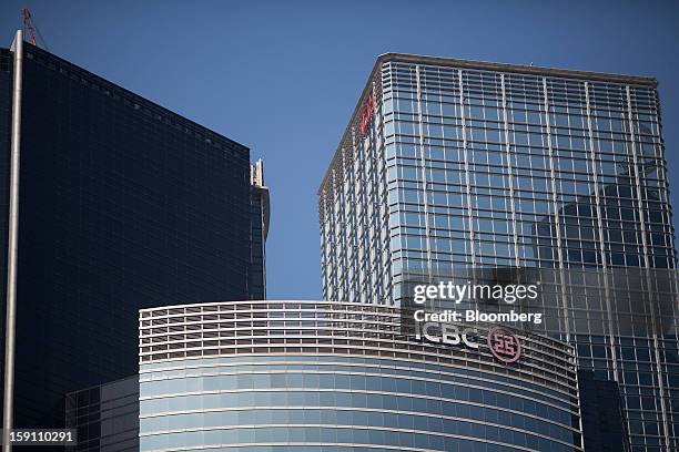 Citibank Tower, left, ICBC Tower, center, and Cheung Kong Center stand in the central business district of Hong Kong, China, on Saturday, Jan. 5,...