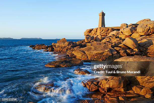 france, brittany, cotes d'armor, pink granit coast - perros guirec stock-fotos und bilder