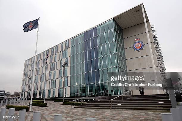 General view of Greater Manchester Police Headquarters where Santanu Pal, the father of missing student Souvik Pal made an appeal for details and...