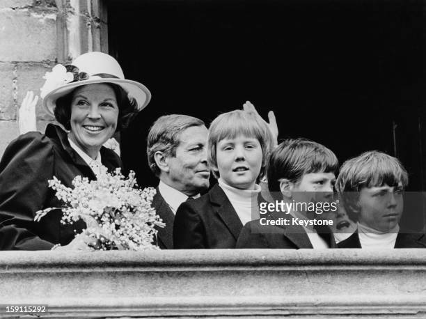 Queen Beatrix of the Netherlands with her husband Prince Claus and their sons Prince Willem-Alexander, Prince Constantijn and Prince Johan Friso, in...