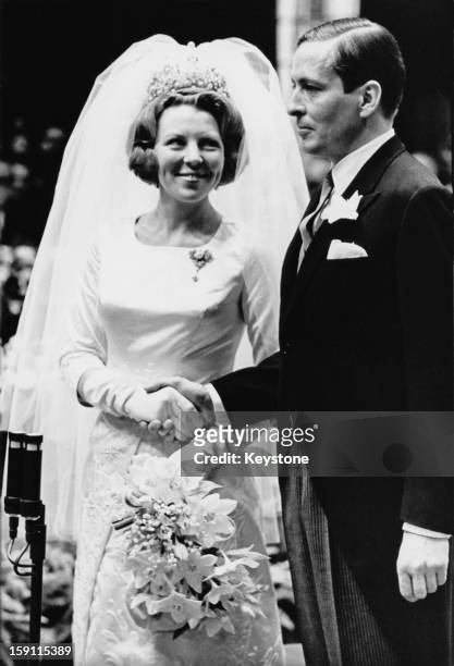 The wedding of Princess Beatrix, later Queen Beatrix of the Netherlands and Claus van Amsberg in Amsterdam, 10th March 1966.