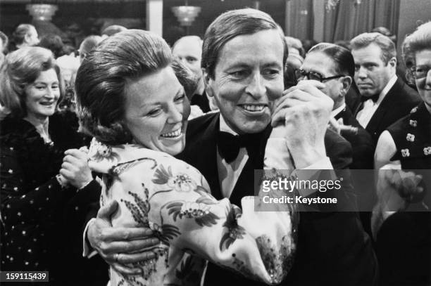 Princess Beatrix, later Queen Beatrix of the Netherlands with her husband Prince Claus during an international press ball in Amsterdam, 1973.
