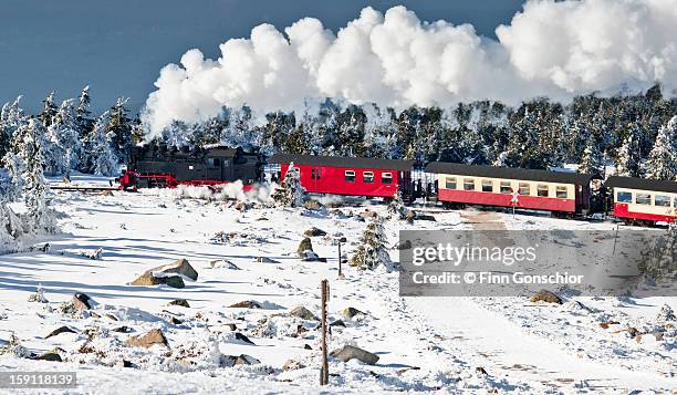 train on the brocken (harz) - brockenbahn stock-fotos und bilder
