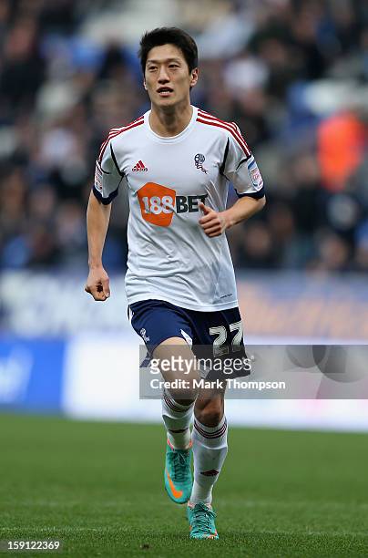 Lee Chung-Yong of Bolton Wanderers in action during the FA Cup with Budweiser Third Round match between Bolton Wanderers and Sunderland at the Reebok...