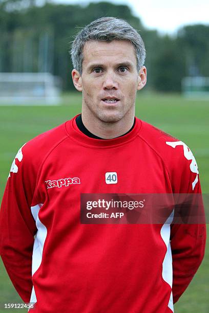 Sporting Club Bastia's newly recruited goalkeeper Mickael Landreau poses after a training session in Bastia, on January 8, 2013. AFP PHOTO / PASCAL...