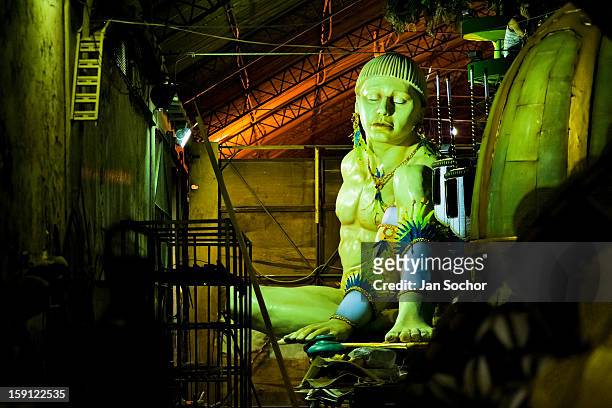Sculpture for a carnival float of Império Serrano samba school seen during the construction process inside the workshop in Rio de Janeiro, Brazil, 14...