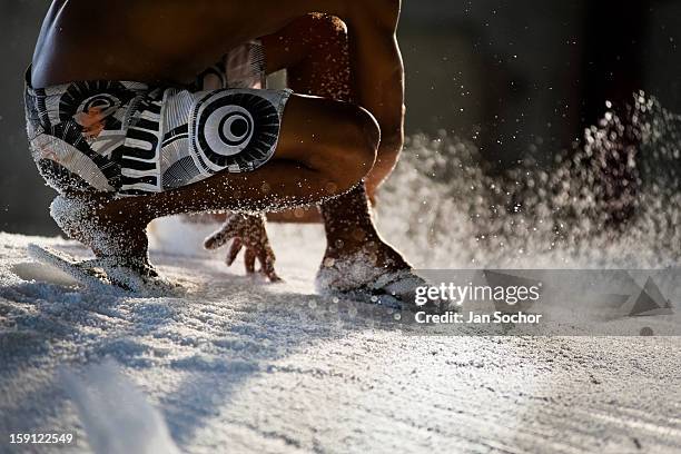 Member of Acadêmicos da Rocinha samba school works on a carnival float inside the workshop in Rio de Janeiro, Brazil, 15 February 2012. The carnival...