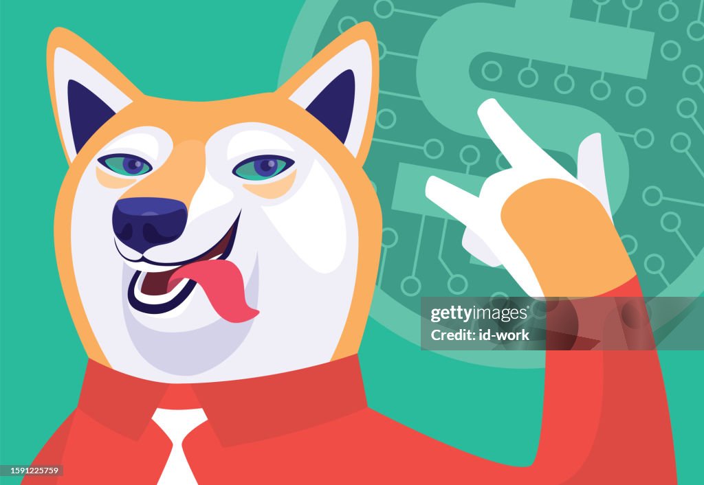 Businessman dog cheering