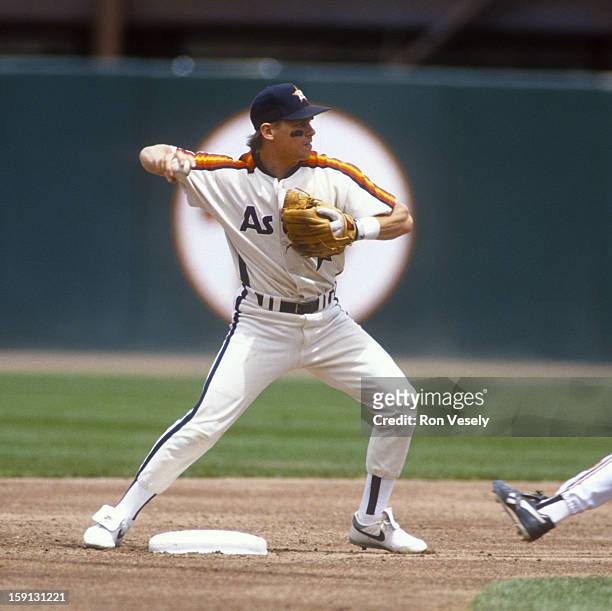 Craig Biggio of the Houston Astros fields during an MLB game versus the San Francisco Giants at Candlestick Park in San Francisco, California. Biggio...