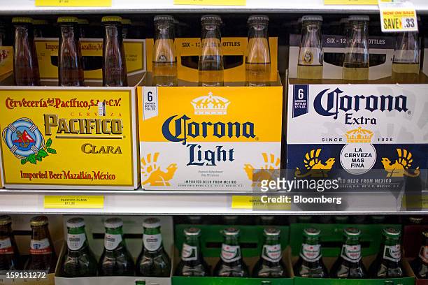 Constellation Brands Inc. Corona Extra and Pacifico beers are displayed for sale at a grocery store in New York, U.S., on Tuesday, Jan. 8, 2013....