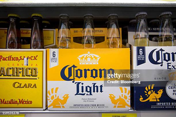 Constellation Brands Inc. Corona Extra and Pacifico beers are displayed for sale at a grocery store in New York, U.S., on Tuesday, Jan. 8, 2013....