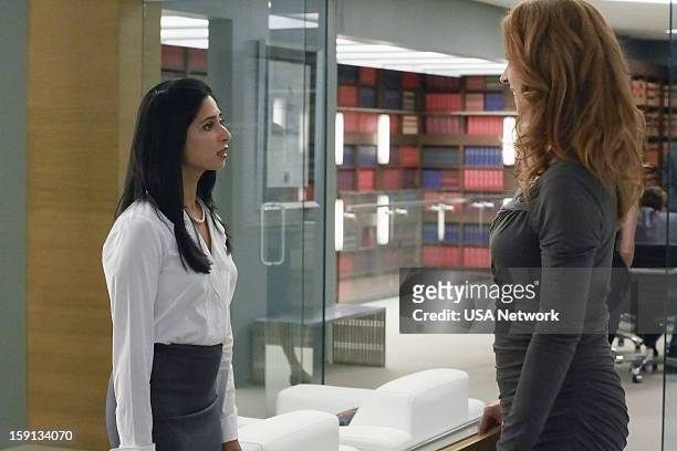 Blind Sided" Episode 211 -- Pictured: Aarti Mann as Maria, Sarah Rafferty as Donna --