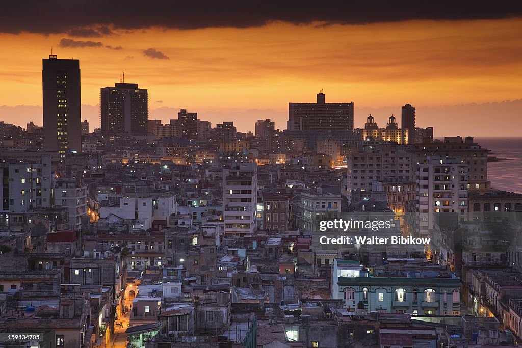 Cuba, Havana, city view above Central Havana