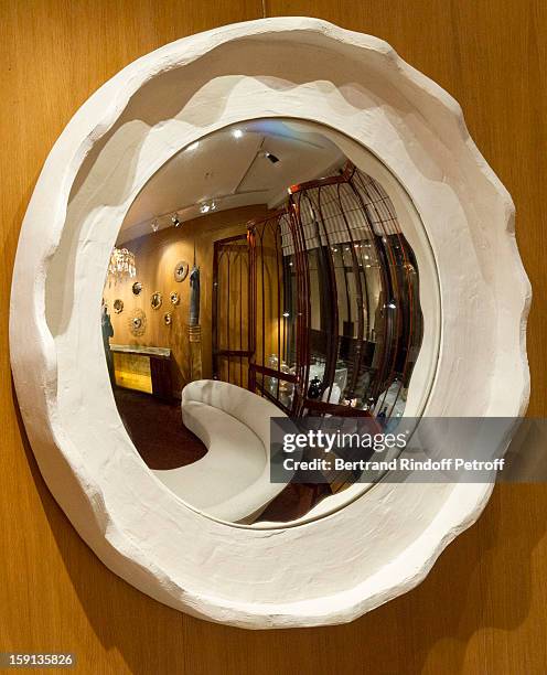 Mirror by Patrice Dangel is displayed during the 'Sorcieres' exhibition preview at Galerie Pierre Passebon on January 8, 2013 in Paris, France.