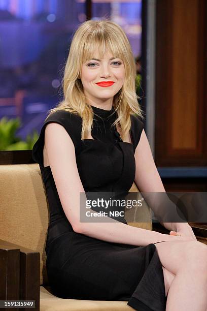 Episode 4383 -- Pictured: Actress Emma Stone during an interview on January 8, 2013 --