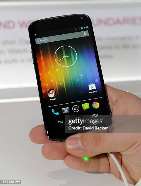 The LG Nexus4 smartphone is seen at the 2013 International CES at the Las Vegas Convention Center on January 8, 2013 in Las Vegas, Nevada. CES, the...