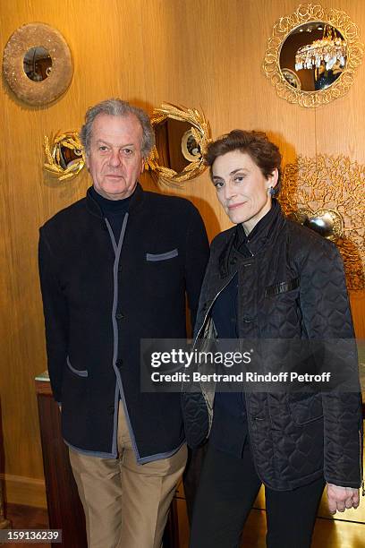 Journalist and author Natasha Fraser and interior decorator Jacques Grange attend the 'Sorcieres' exhibition preview at Galerie Pierre Passebon on...