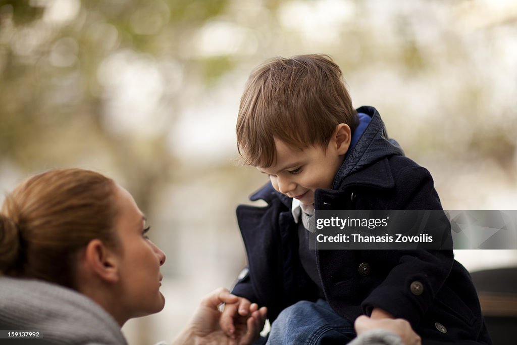 Portrait of a small boy with his mother