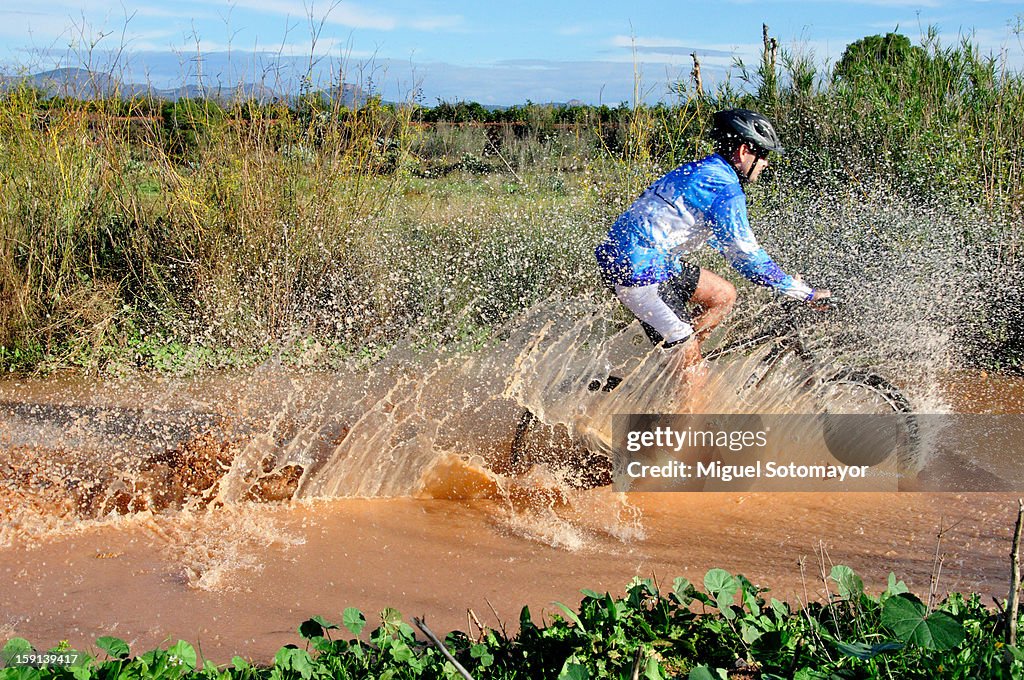 Crossing puddles with my bike