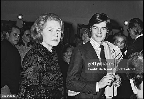 Ingrid Bergman and her Son Roberto Rossellini attend a party in 1976.