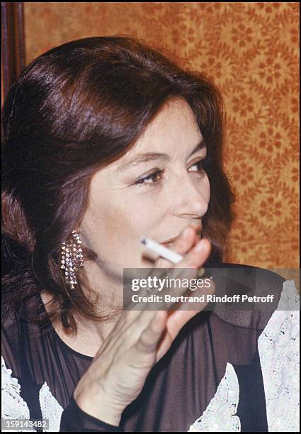 Anouk Aimee attends a party organized by Manuela Papatakis in Paris.