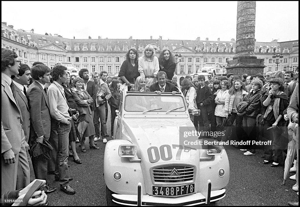 Roger Moore Drives a Citroen 2CV While Promoting New James Bond "For Your Eyes Only"