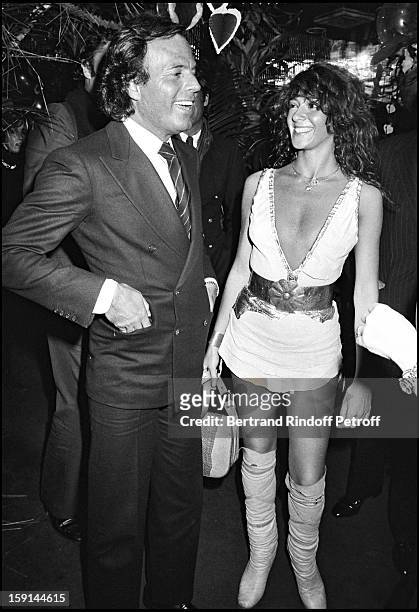 Julio Iglesias and Maruschka Detmers at Regine's night club in New York for Valentine's Day in 1982.
