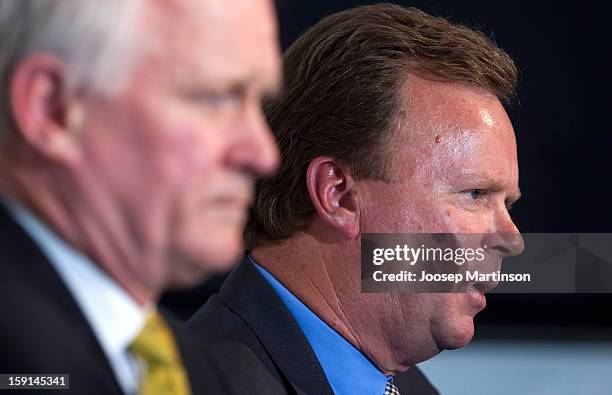 New CEO of Australian Rugby Union Bill Pulver speaks to the media during an ARU press conference at ARU Headquarters on January 9, 2013 in Sydney,...