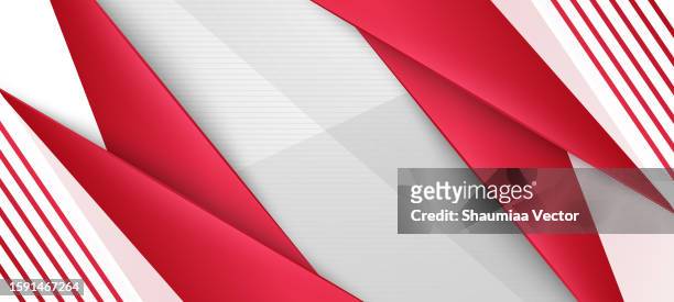 modern red and white abstract background with 3d overlap layer and paper cut art style design - singapore national flag stock illustrations