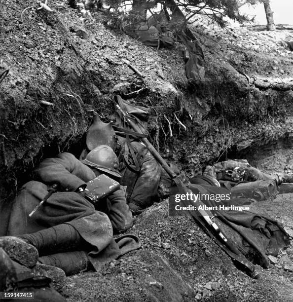 World War I, Battle of Verdun . French trench, 1916.